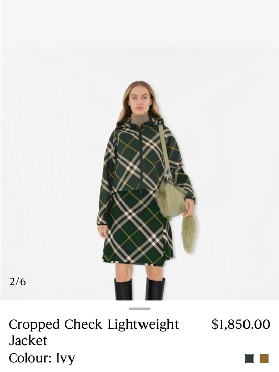 Burberry Jackets & Blazers - Burberry Cropped Check Ivy Green Plaid Hooded lightweight Jacket Coat